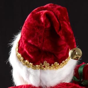 Uten 12" Santa Claus Decorations, Christmas Standing Figurine Ornaments with Gifts Bag and Socks for New Year Christmas Decoration Navidad Natal Gifts.