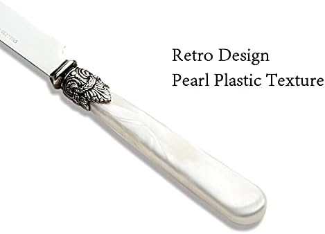 20-piece 18/10 Stainless Steel Vintage Flatware set With White Handle,Sliverware set Service for 4,Dishwasher safe (20, Pearl White)