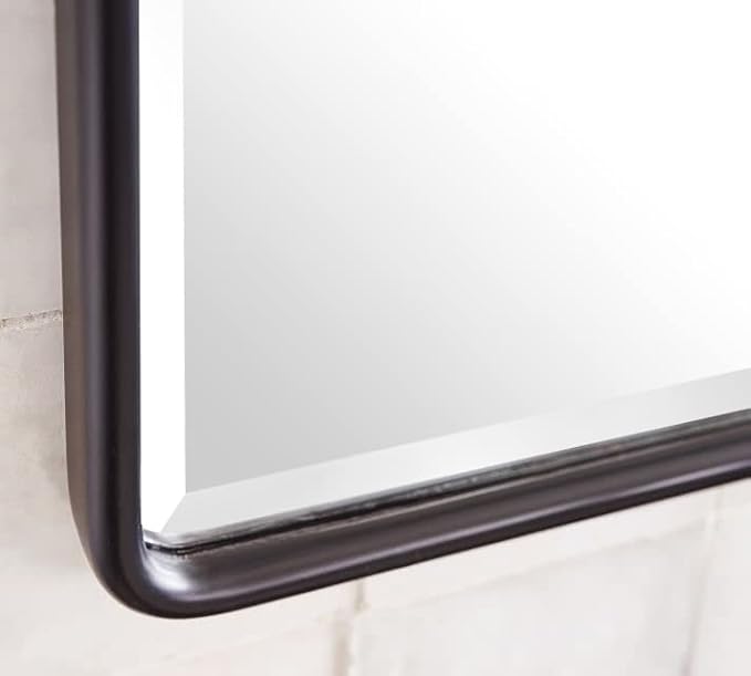 Farmhouse Pivot Rectangle Bathroom Mirror Oil Rubbed Bronze Metal Framed Tilting Beveled Vanity Mirrors for Wall, Overall 23.91 x 30 inches (Mirrror 20 x 30 inches)