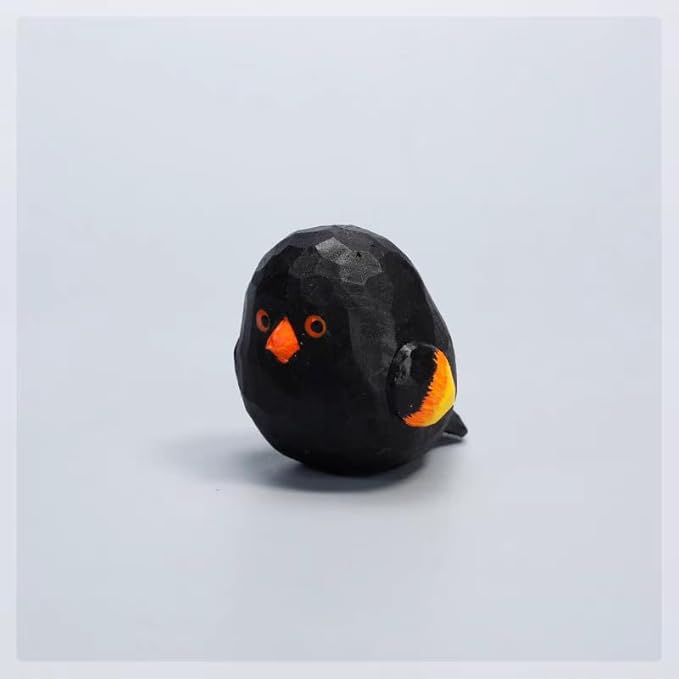 Bird Figurines Small Bird Figurines Home Decor Hand Carved Painted Wooden Statues for Home Decor, Gift for Bird Lovers,Housewarming, Birthday, Christmas (Black)