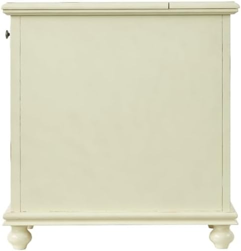Martin Svensson Home Elegant Chairside End Table with Power, Antique Cream White