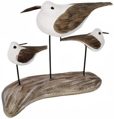 K KILIPES Beach Coastal Wood Seabird Figurine Home Office Table Desk Decor Sea Bird Sculpture Statue for Tabletop Shelf Nautical Bathroom Decoration Ornament Gift