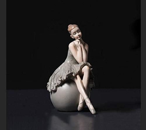 PINK FOREST Ballerina Girl Figurines Ballet Dancer Statue Art Sculpture Figure Resin Home Decoration Desk Ornament, Statuette for Your Desk/Bookshelf/Dinning Table (Grey)