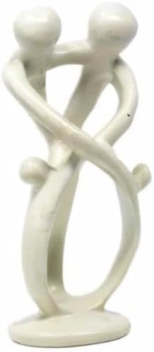 Global Crafts Natural 8-inch Tall Soapstone Family Sculpture - 2 Parents 2 Children