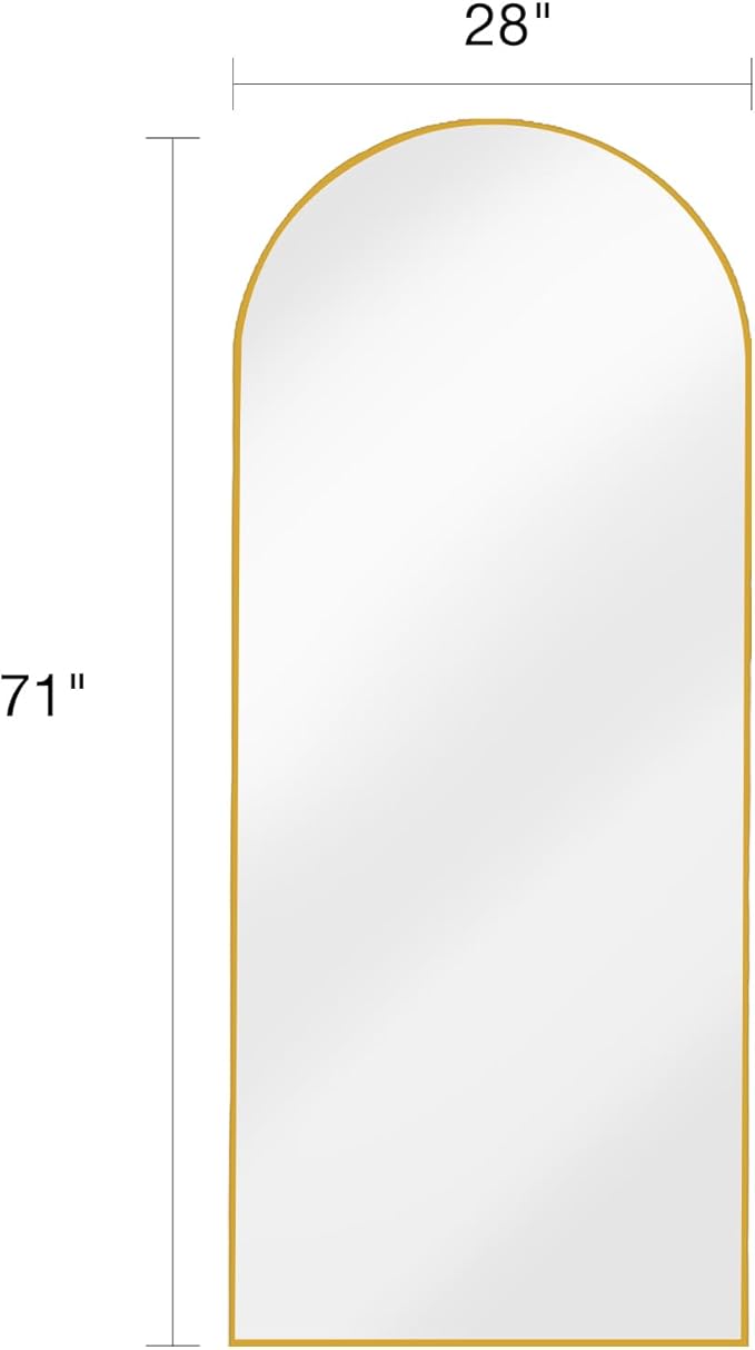Floor Mirror, Full Length Mirror with Stand, Arched Wall Mirror, 27"x71"Mirror Full Length, Gold Floor Mirror Freestanding, Wall Mounted Mirror for Bedroom Living Room, Gold