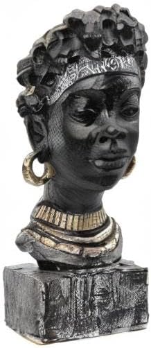 Leekung African Statues and Sculptures for Home Decor,African Figurines Head Statue Decorations for Home,African Art Sculptures Woman Statue Decor for Living Room Antique Black Color