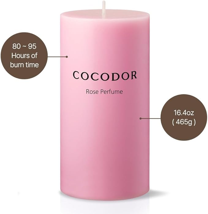 COCODOR Scented Pillar Candles, 3x6 Inch, Black Cherry, Candle Set of 3, Long Buring 85 Hours, Candles for Weddings, Party, Dinner, Home Decor.