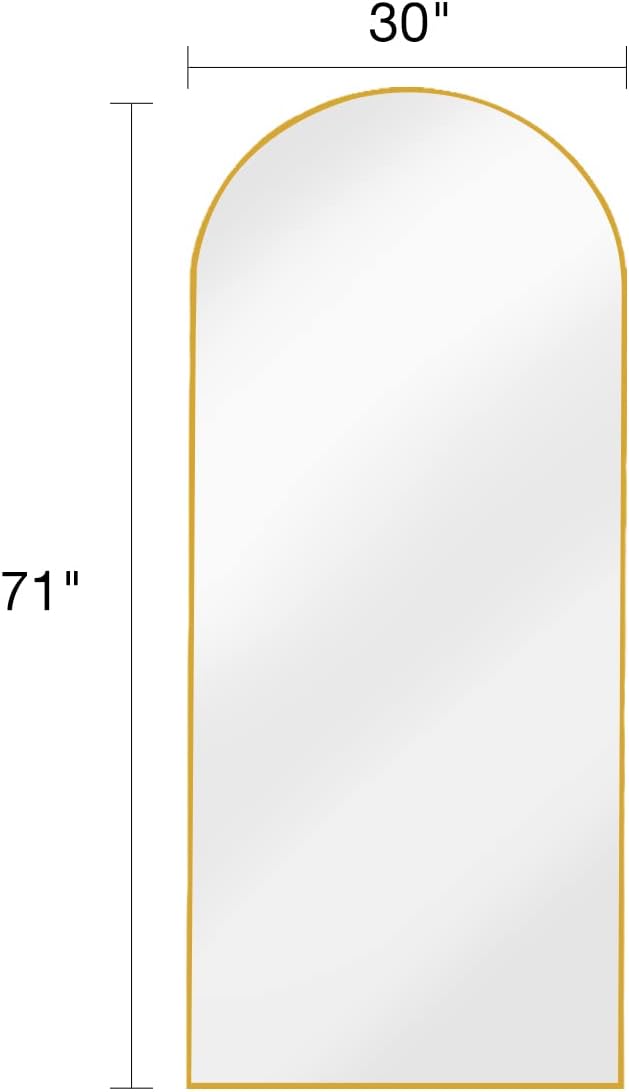 Full Length Mirror with Stand, 30"x71" Floor Mirror Freestanding, Arched Wall Mirror, Oversized Mirror Full Length, Gold Arch Mirror Full Length, Gold