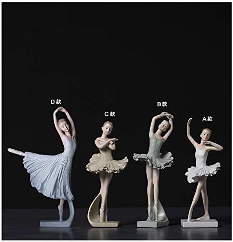 PINK FOREST Ballerina Girl Figurines Ballet Dancer Statue Art Sculpture Figure Resin Home Decoration Desk Ornament, Statuette for Your Desk/Bookshelf/Dinning Table (Grey)