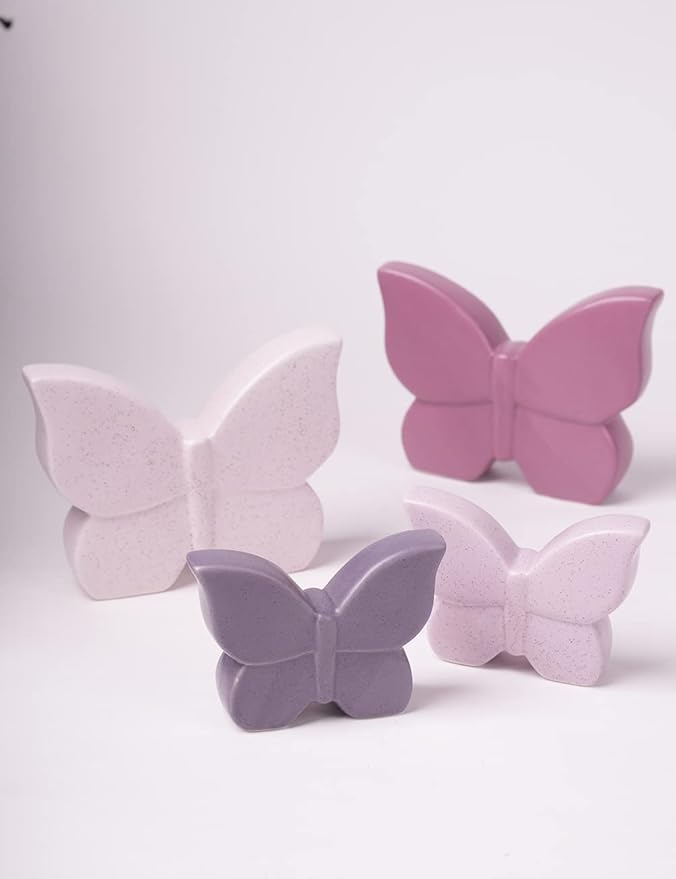 2pcs Butterfly Decor Statue Animal Figurine Gifts Modern Arts Ceramic Sculpture 4.7 inch