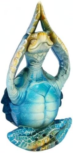 VVGIFTS Sea Turtle Meditation Yoga Decor, Garden Figurine Sea Turtle Meditating Coastal Beach Decorations, Zen Yoga Resin Statue for Home Office Decorations (Put The Palm up)