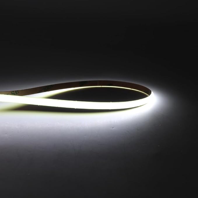 5mm Ultra Thin COB LED Strip DC 24V, Cold White 6000K, RA>90 High CRI LED Tape Light, Cuttable Flexible, 16.4FT Super Bright, IP30 for Indoor House Kitchen Room Decor