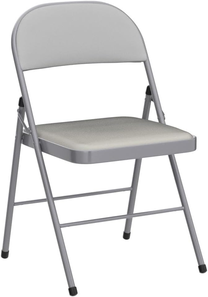 Karl home 6 Pack Grey Folding Chairs with Padded Seats for Outdoor & Indoor, Portable Stackable Commercial Seat with Steel Frame for Events Office Wedding Party, 330lbs Capacity