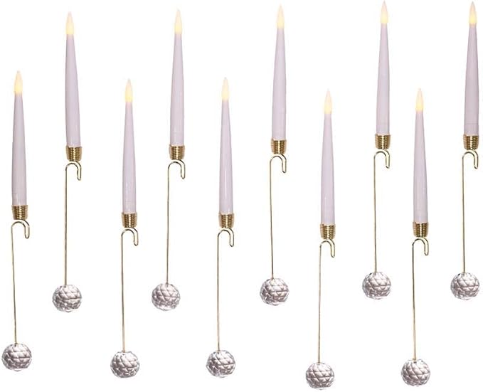 Kurt S. Adler 10-Inch Candle with Faceted Glass Weight Set with Remote Control, 10-Piece Set