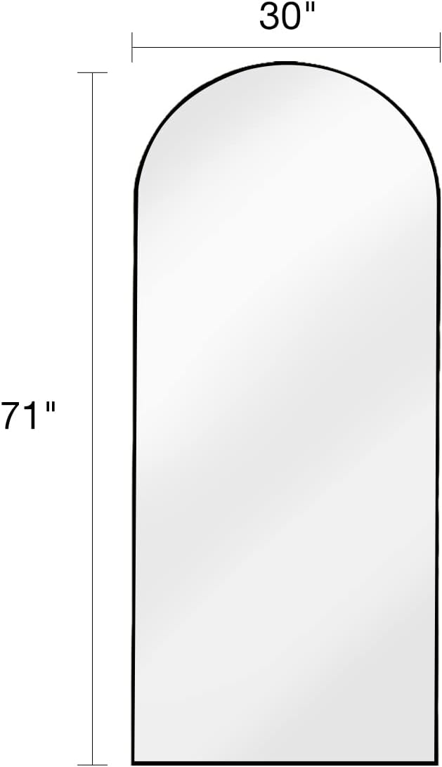 Full Length Mirror with Stand, 30"x71" Floor Mirror Freestanding, Arched Wall Mirror, Oversized Mirror Full Length, Black Arch Mirror Full Length, Black