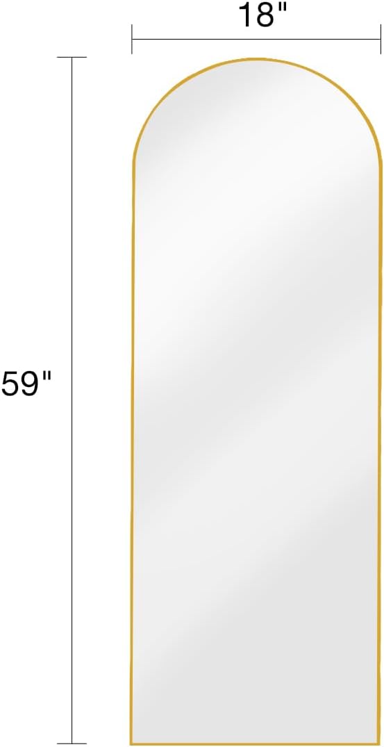 Floor Mirror, Full Length Mirror with Stand, Arched Wall Mirror, Gold Floor Mirror Freestanding, Wall Mounted Mirror for Bedroom Living Room, Gold