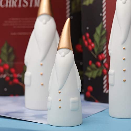 Ceramic Santa Claus Statue, Cute Statues, Father Christmas Figurines for Home Desk Shelf Decor/A Set of 3pcs (Father Christmas/A Set 3pcs) (White)