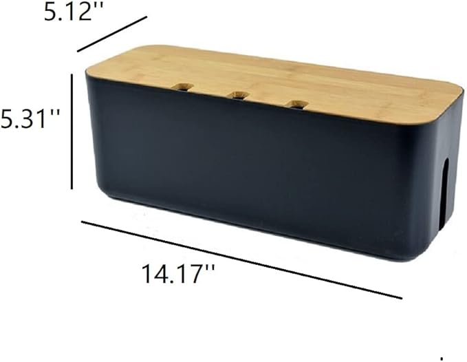 2 Pieces Cable Management Box|Cord Organizer Box| Hide and Conceal Power Strips and Electrical Cords from TVs, Computers, and Desks (Black 2PCS)