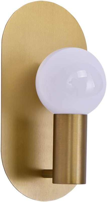 Gold Modern Wall Sconce Set of 2, Mid Century Sconces Wall Lighting Oval Stylish Vanity Lighting Fixtures, Brushed Vintage Wall Mount Lights for Living Room, Bathroom, Bedroom