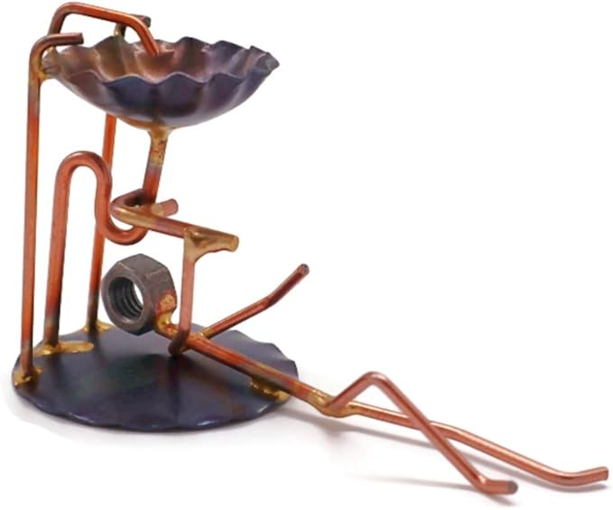 Plumber from Handmade Metal Figurine - Hand Welded Metal Art and Recycled Metal Sculptures - Unique Desk Accessories, Office Decor, & Plumber Gifts - Made in The USA