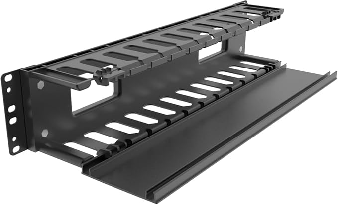 2 Pack of 2U Plastic Cable Management Organizer 12 Slots Horizontal 19" Rack Mount Cable Manager Disassembled