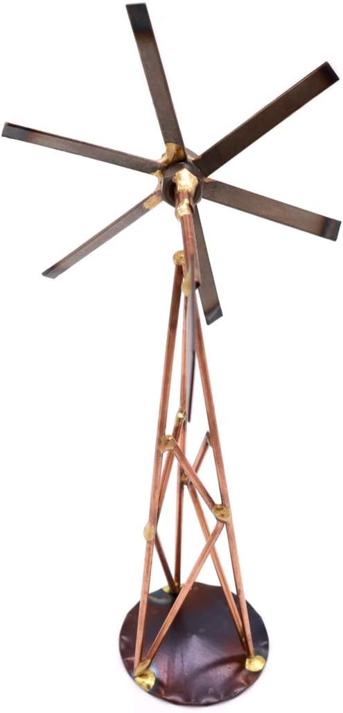 Windmill Collectible Handmade Metal Art Figurine, Desk Accessories, Trophy, Boss Gift, Office Décor, Home Office