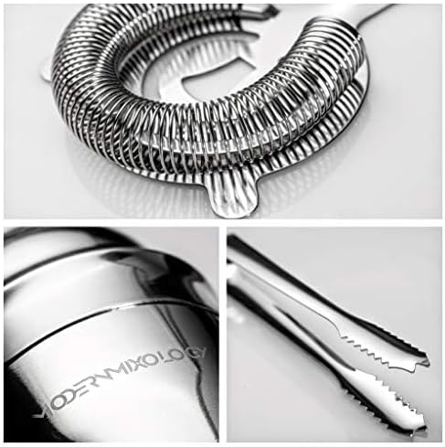 Bartender Kit with Bamboo Stand, Cocktail Shaker Set and Bar Accessories for Home Bar, Drink Mixing, and Mixology Kit