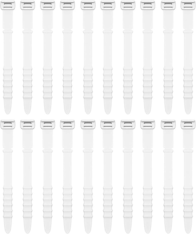 Silicone Zip Ties, Reusable Zip Ties, 20pcs Rubber Cable Ties Straps for Wire Management, Elastic Cable Organizer for Home Office Table Desk. White 4.5” Cord Ties (20 Pcs White)