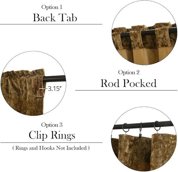Blackout Curtains Soft Luxury Velvet Curtains for Bedroom Nursery Patio Doors Rod Pocket Back Tab Drapes 2 Panels Curtains for Living Room,52 by 84Inch, Brown