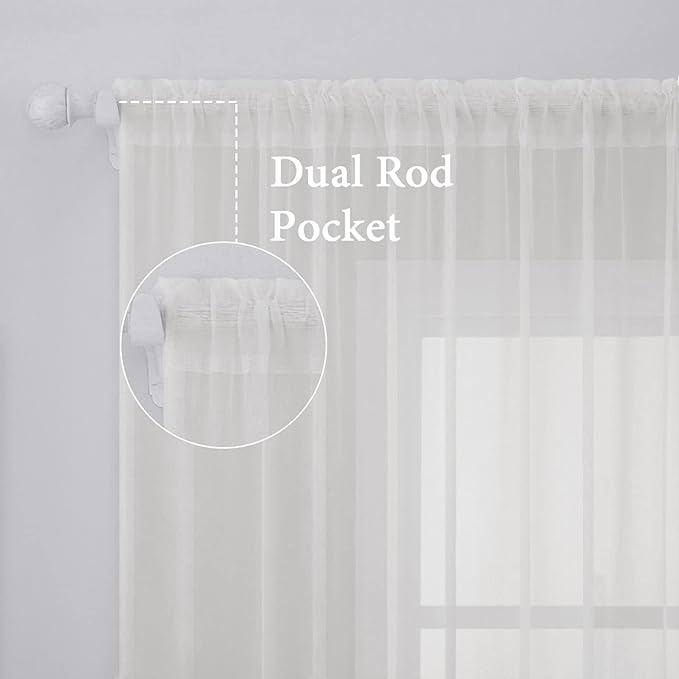 MIULEE 2 Panels Solid Color Sheer Window Curtains Elegant Window Voile Panels/Drapes/Treatment for Bedroom Living Room (54X54 Inches Ivory)
