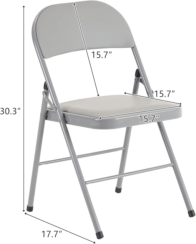 Karl home 10 Pack Grey Folding Chairs with Padded Seats for Outdoor & Indoor, Portable Stackable Commercial Seat with Steel Frame for Events Office Wedding Party, 330lbs Capacity