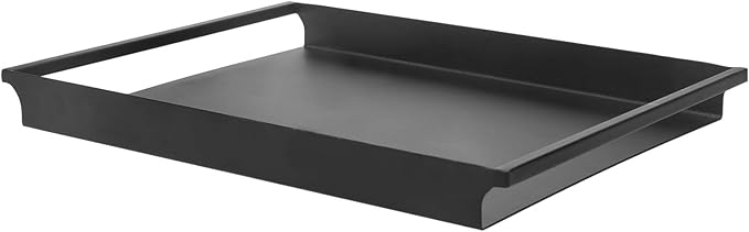 MyGift Decorative Serving Tray - Vintage Style Matte Black Metal Ottoman Coffee Table/Vanity Tray with Sleek Rounded Cutout Handles