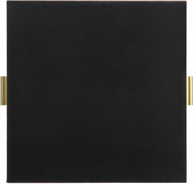 HofferRuffer Elegant Decorative Serving Tray, 20"x20" Square Faux Leather Ottoman Tray with Gold Hardware Handles, Coffee Table Serve Tea Coffee or Breakfast (Antique Brown)