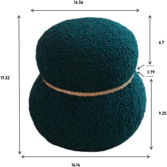 Snowman Footstool Ottoman Vanity Stool Small Upholstered Teddy Boucle Ottoman Shoe Stool Cute Stool Sofa Footrest Stool for Living Room Bedroom Entrance (Blackish Green)