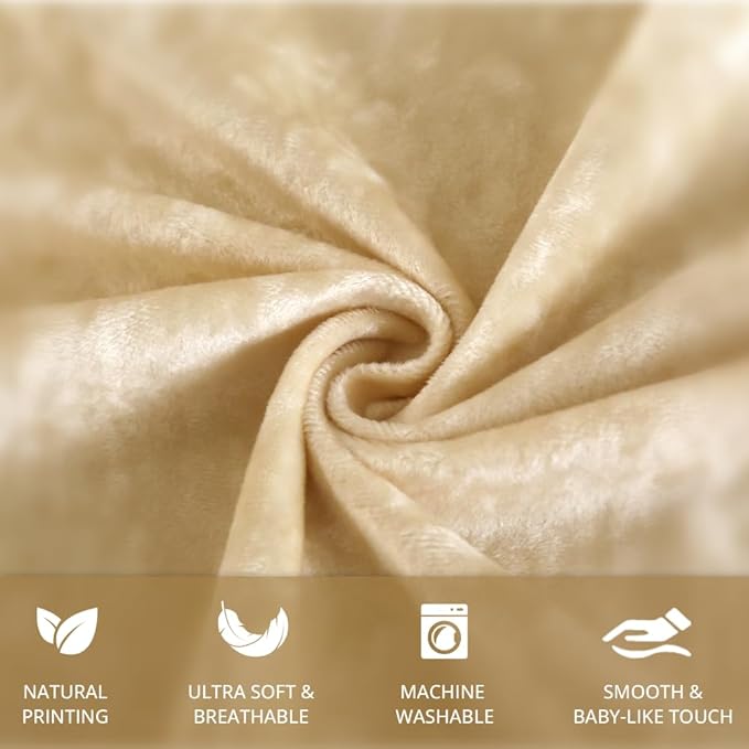 Velvet Blackout Curtains Soft Luxury 2 Panels Curtains for Bedroom Nursery Patio Doors Rod Pocket Back Tab Drapes Curtains for Living Room,52 by 108 Inch, Beige