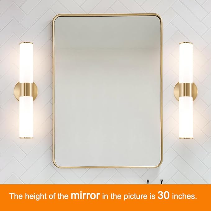 Gold Bathroom Wall Sconces Set of 2, Brass Wall Sconce with Mikly White Glass Shade, Modern Sconces Wall Lighting, Vanity Light Fixtures, Wall Lights for Mirror Living Room Bedroom Hallway Stairs