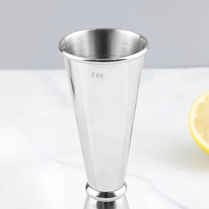 2-Piece Dual-Sided Bartending Jigger Set - 1oz & 2oz Measured Markings, 304 Stainless Steel, Food-Grade Cocktail Measuring Tool for Professional & Home Bars