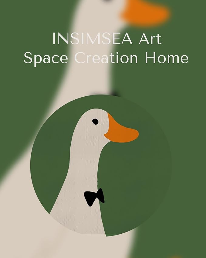 InSimSea Framed Wall Art Cute Gentleman Duck Print Shelf Decor Minimalist Modern Animal Illustration Wall Picture Canvas Artwork for Nursery Bathroom Bedroom Kids Room Decor 12L x 10W