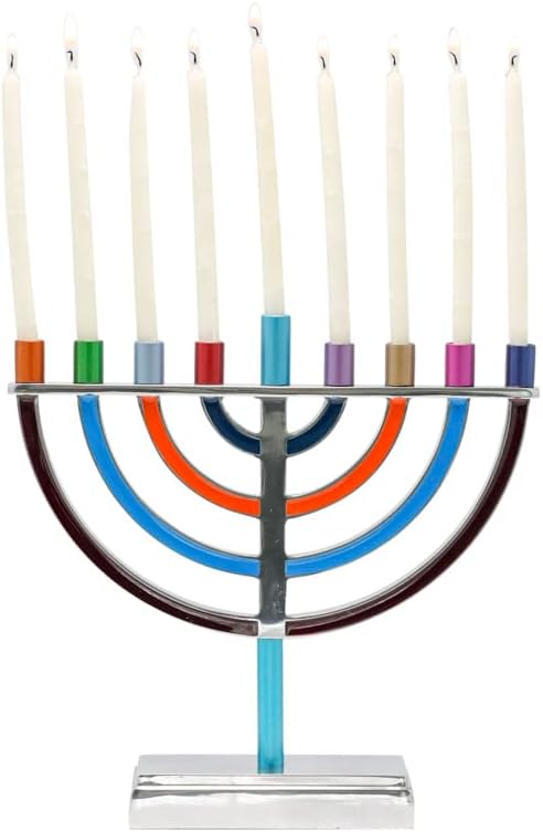 Yair Emanuel Hanukkah Menorah Classic Style Colored Branches (Multi Color, Large)