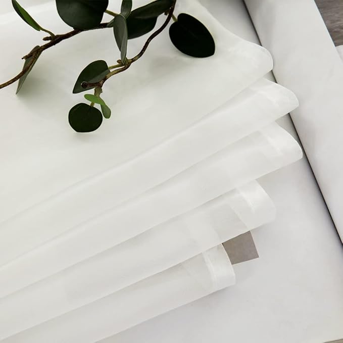 MIULEE Short Sheer Curtains 30 Inch Length for Kitchen Bathroom Cafe Half Window Treatment, Rod Pocket Tier Curtains 2 Panels, 29x30 Inches Long, Ivory