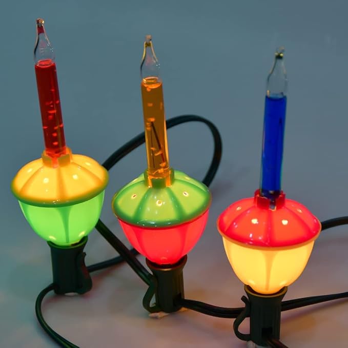 SUNSGNE Christmas Bubble Lights, 8.8Ft Vintage Bubble Lights with 10 Multicolor Bubble Bulbs(1 Spare) for Holiday Christmas Tree Lighting, E12 Base, Green Wire