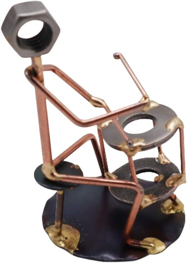 Drummer Collectible Handmade Metal Art Figurine, Desk Accessories, Trophy, Band, Office Décor, Band, Musical Instrument