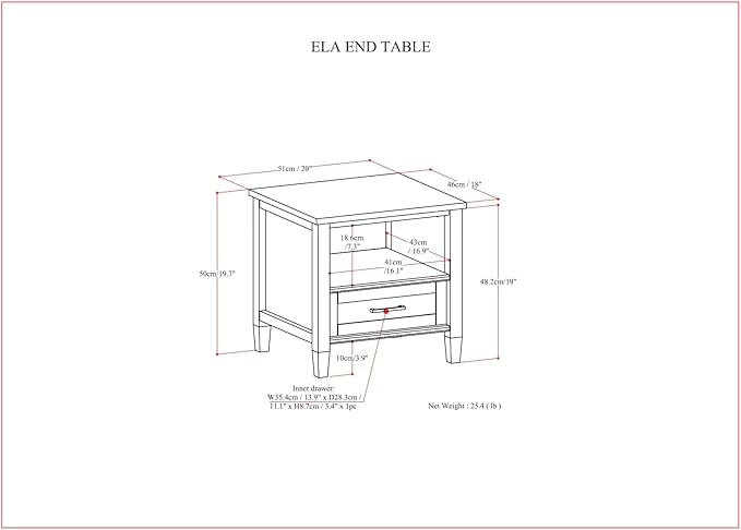 SIMPLIHOME Ela SOLID WOOD 20 inch Wide Rectangle Transitional End Table in Smoky Brown for the Living Room and Bedroom