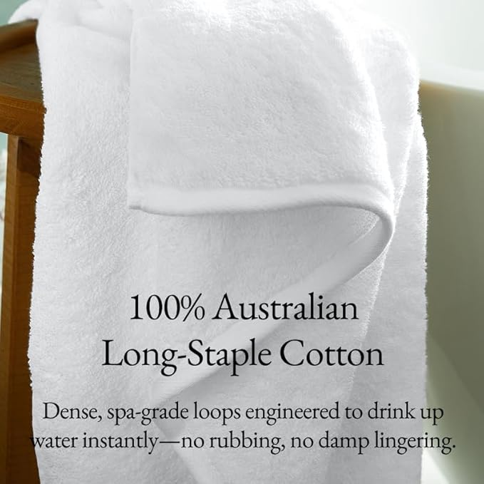 Italic Ultraplush 100% Australian Cotton Hand Towels - Set of 2 Luxury Hand Towels, Ultra Soft and Highly Absorbent 800GSM Towels for Bathroom,Shower, Hotel, and Spa (White)