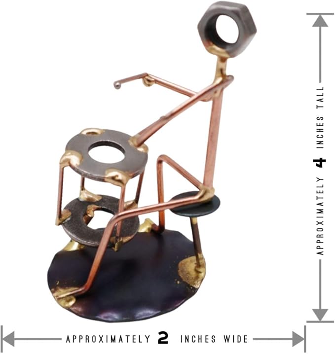 Drummer Collectible Handmade Metal Art Figurine, Desk Accessories, Trophy, Band, Office Décor, Band, Musical Instrument