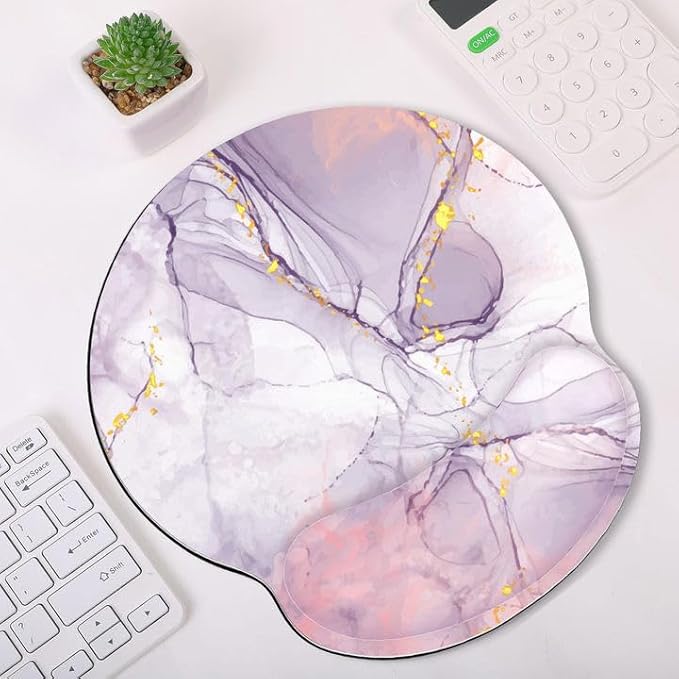Ergonomic Mouse Pad with Wrist Rest, Purple Mousepad with Non-Slip Rubber Base and Smooth Surface, Small Mouse Pads for Desk, Office Desk Accessories