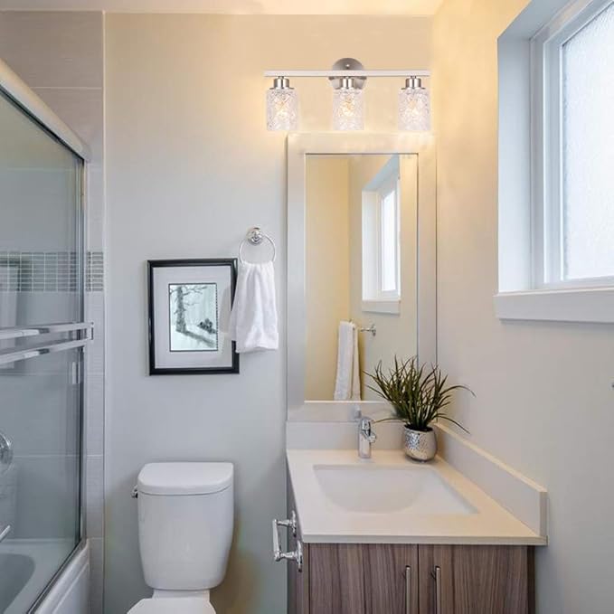 ALICE HOUSE 20.5" Vanity Lights, 3 Light Wall Lighting, Brushed Nickel Finish Bathroom Lights Over Mirror, Bathroom Lighting, ETL Listed, AL9082-W3