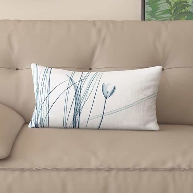 Textured Modern Minimalist Pillow Cover with Creative Floral Print, Digital-Printed Square Cushion Cover for Living Room Sofa (20 * 28inch-03028)