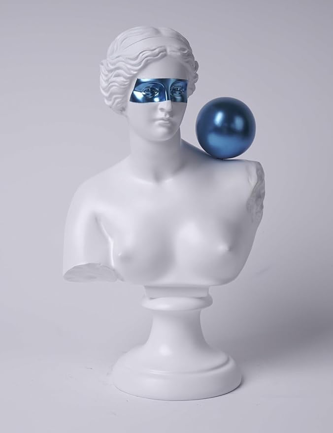 Abstract Sculpture Decor Modern Arts Greek Bust Figurine Table Centerpiece Statue Polyresin White 13.8 inch