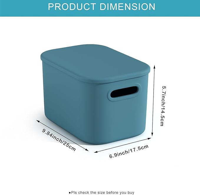 8 Pack Blue Storage Bins with Lids for Shelves, Classroom Storage Bins, Stackable Colored Bins, Plastic Storage Containers with Lids for Organizing, Storage Boxes for Craft, Art Supplies